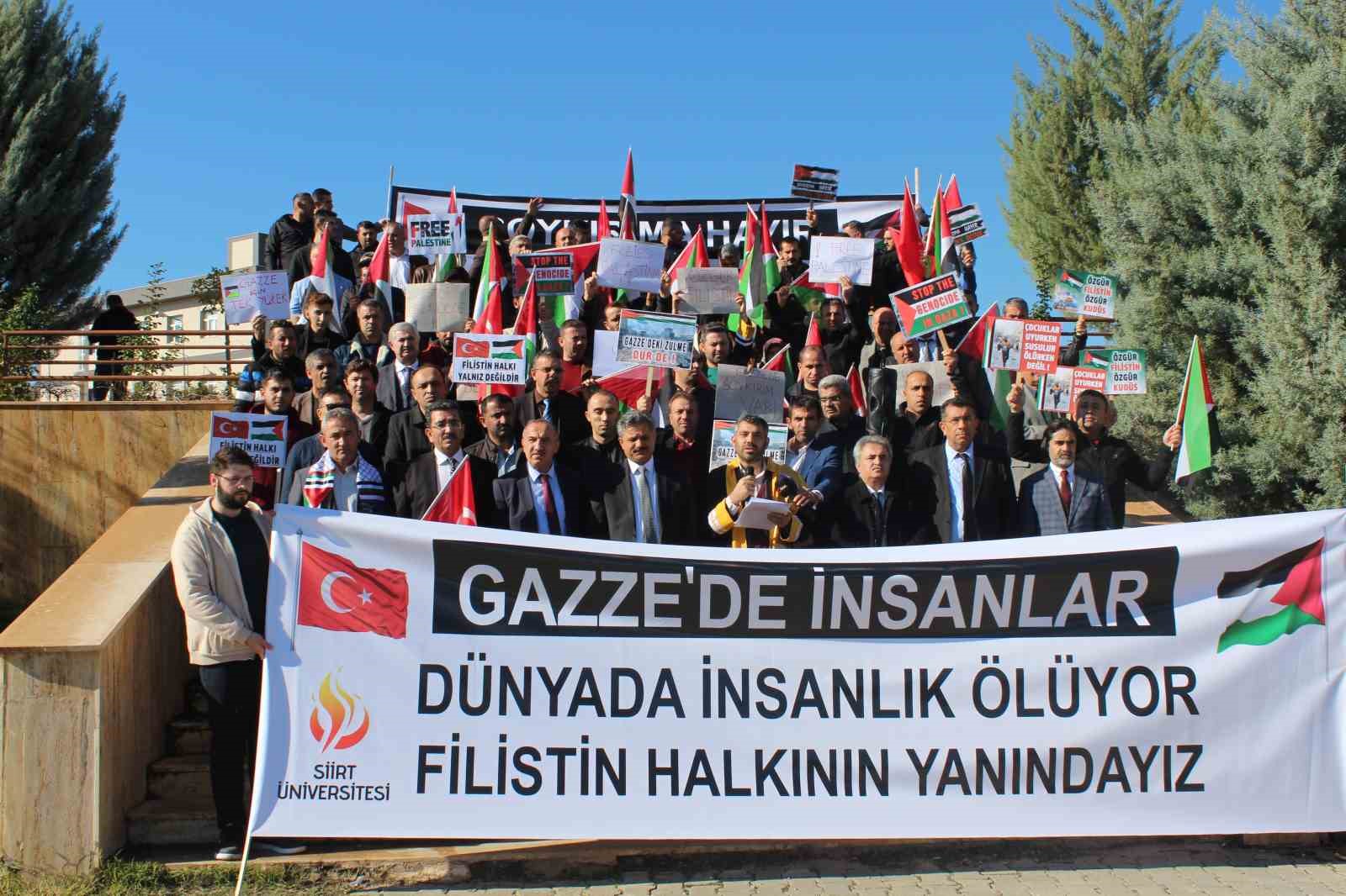 Siirt’te akademisyen ve öğrencilerden İsrail’e tepki, Filistin’e destek