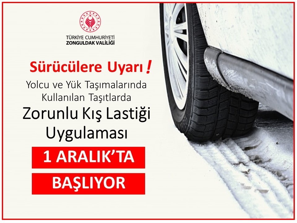 Zonguldak’ta 1 Aralık’ta kış lastiği uygulaması başlıyor