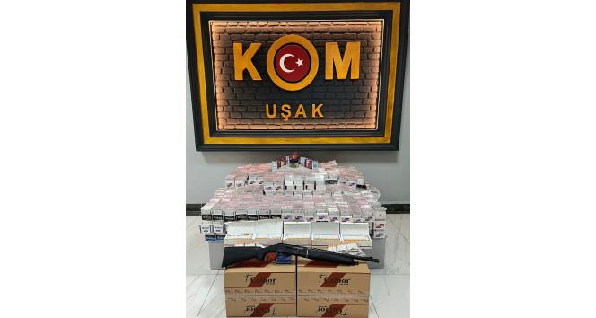 Uşak’ta kaçak tütün operasyonu; binlerce paket makaron ve nargile tütünü ele geçirildi