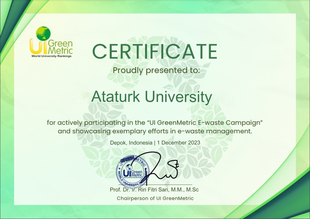 Atatürk Üniversitesi, sürdürülebilir e-atık listesinde yer aldı
