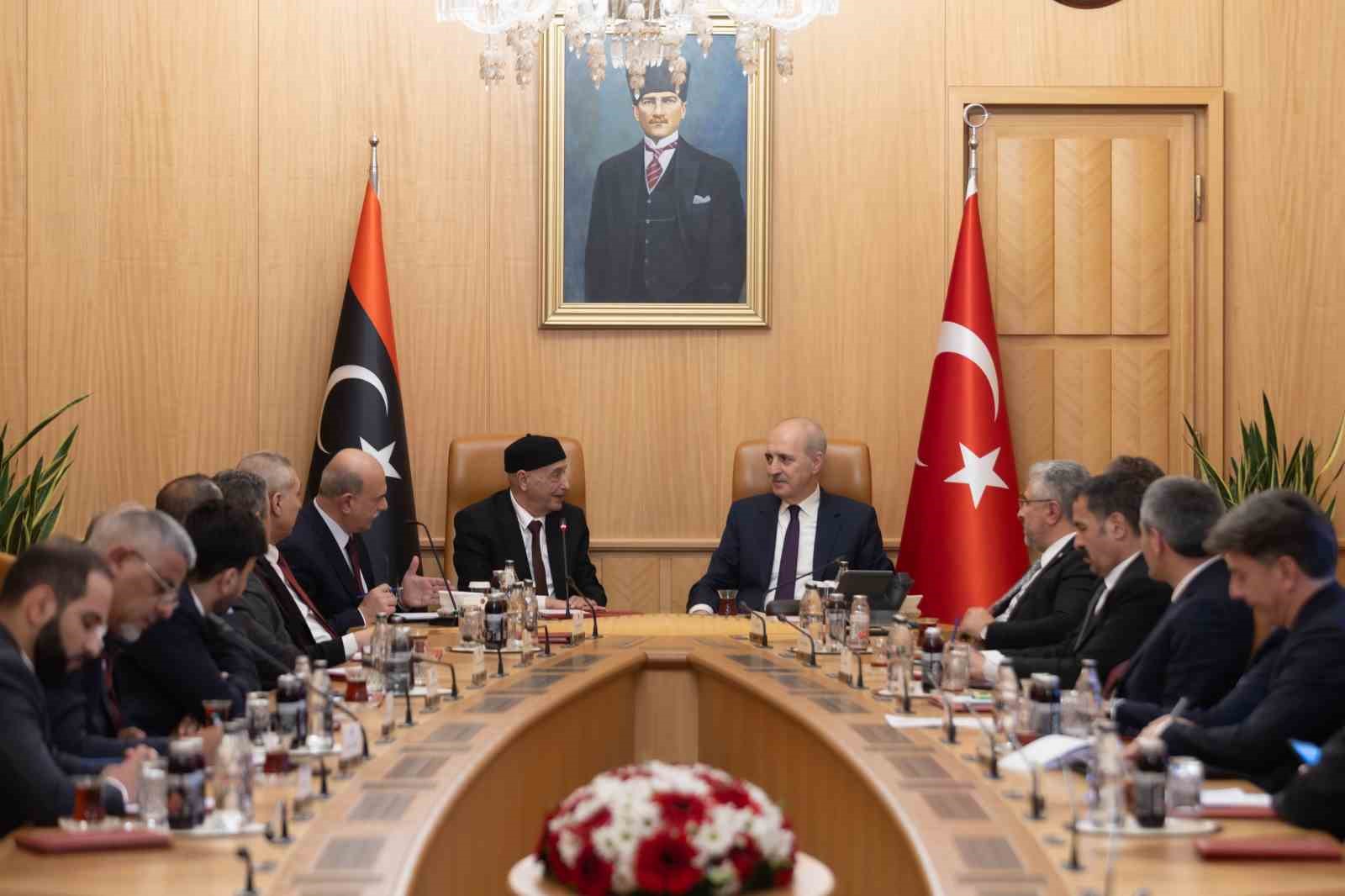 TBMM Başkanı Kurtulmuş, Libya Temsilciler Meclisi Başkanı Salih ile bir araya geldi
