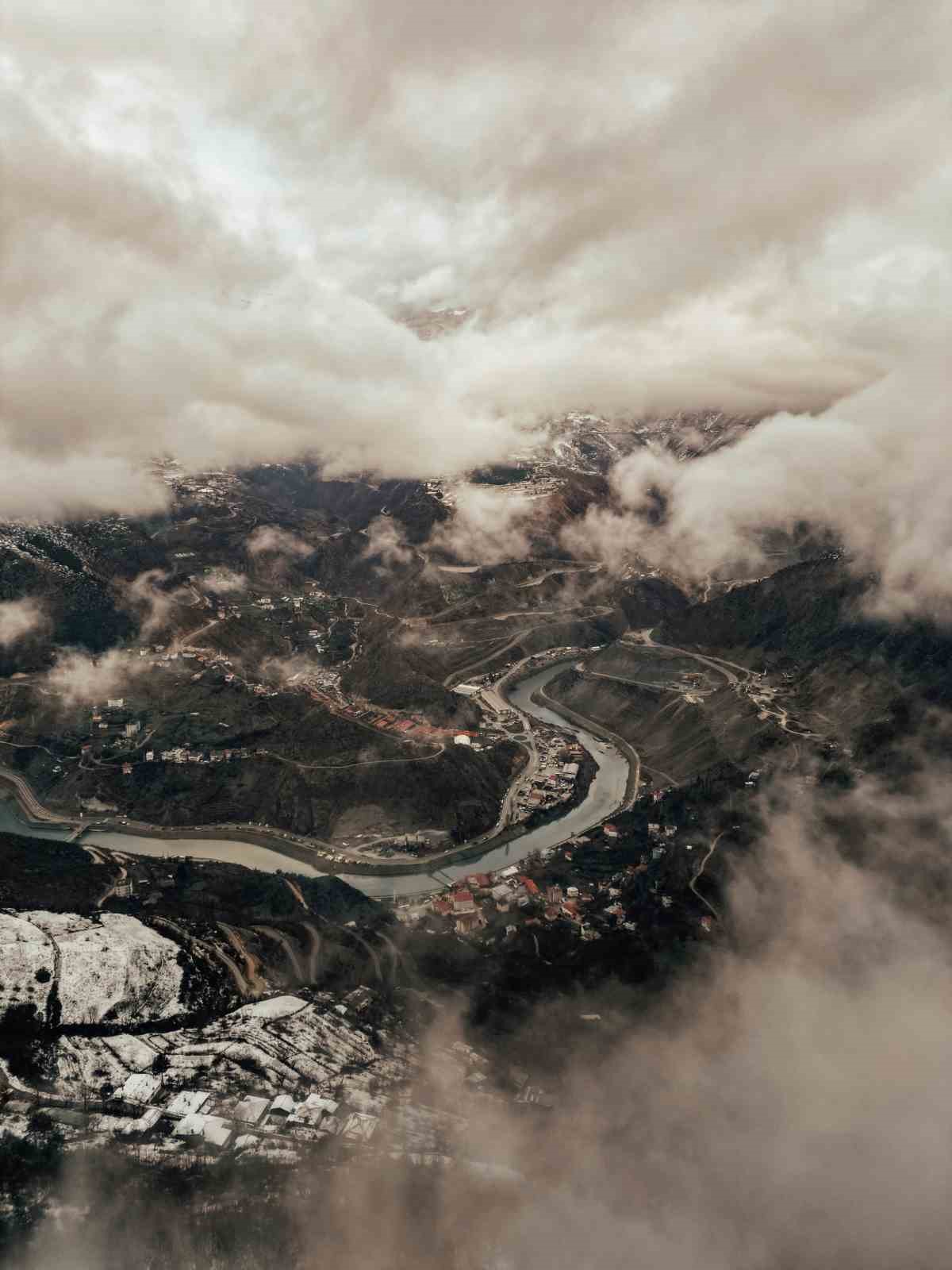 Artvin’de kar manzaraları havadan görüntülendi
