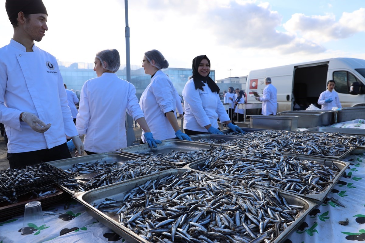 OD&Uuml;&rsquo;de &ouml;ğrencilere 1 ton hamsi ikram edildi
