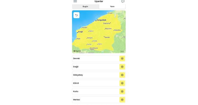 Meteorolojiden Zonguldak için sarı uyarı