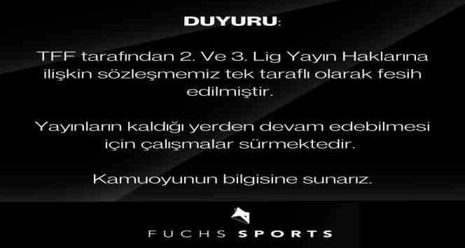 TFF, Fuchs Sports ile olan 2. ve 3. Lig yayın haklarına ilişkin sözleşmeyi feshetti