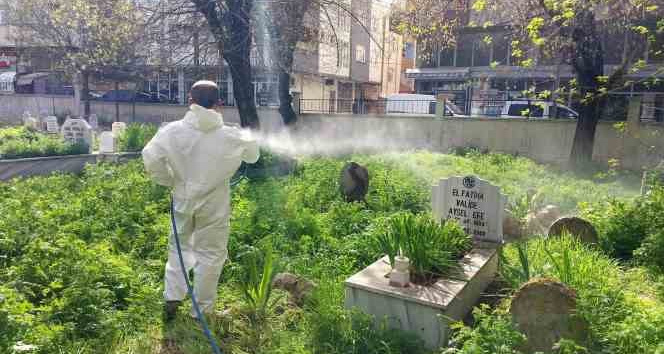 Siirt’te mezarlıklarda yabani otlara karşı ilaçlama çalışması başlatıldı