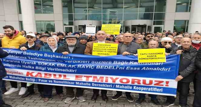 Sarıyer Belediyesi önünde "tapu" eylemi