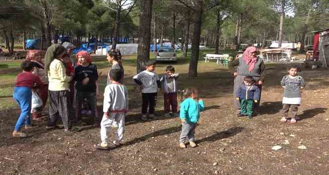 Evleri yıkılan aileler ormanı mesken tuttu: "Kendimizi burada güvende hissediyoruz"