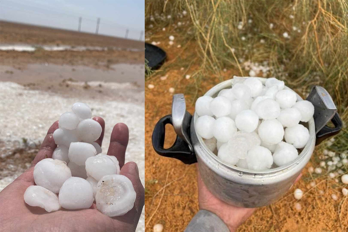 Suudi Arabistan&#039;da dolu yağışı