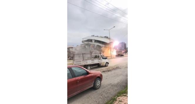 Bina yıkımında korku dolu anlar yaşandı