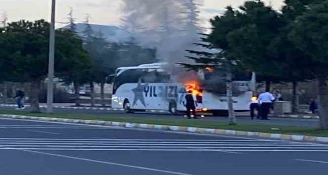 Nevşehir’de 38 yolcunun bulunduğu otobüste yangın çıktı