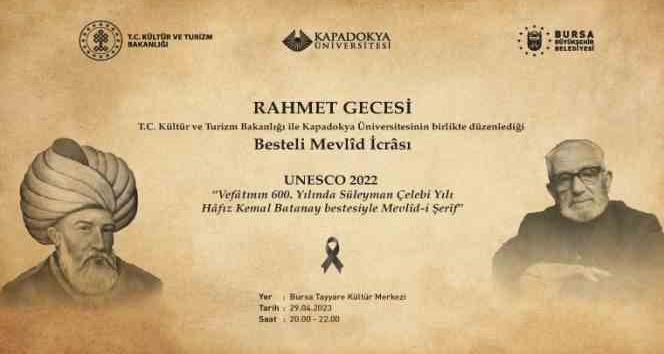 ’Besteli Mevlid’ kaleme alındığı Bursa’da ilk kez icra edilecek