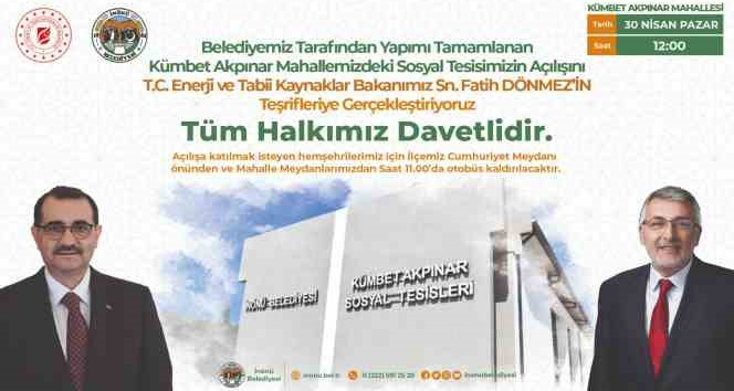 Bakan Dönmez, İnönü’deki Kümbet Akpınar Mahallesi Sosyal Tesislerin açılışını yapacak
