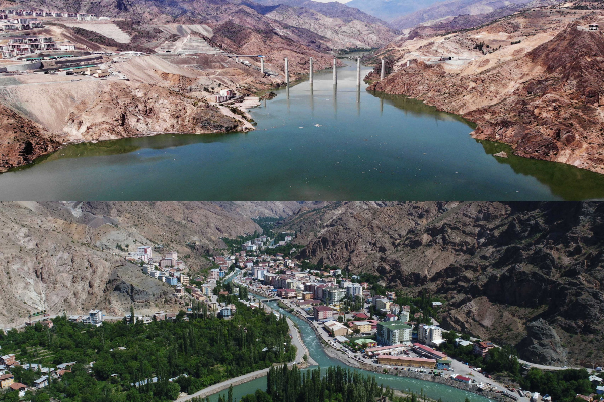 Yusufeli ilçe merkezi tamamen baraj suları altında kaldı