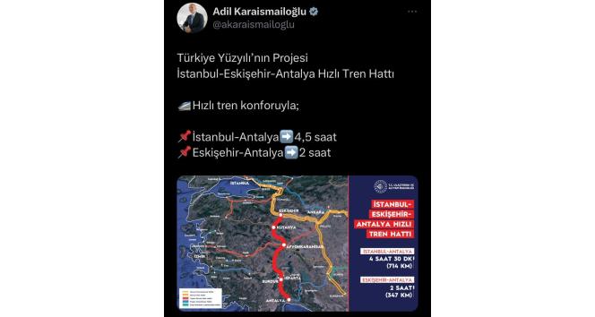 Eskişehir hızlı tren ile Antalya’ya bağlanacak
