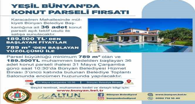 Yeşil Bünyan’da konut parseli fırsatı