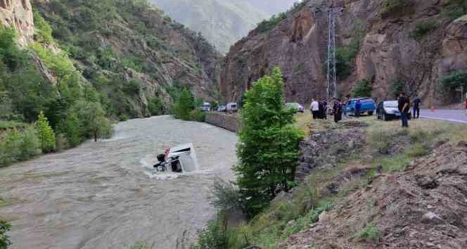 Artvin’de nehre düşen kamyonetin sürücüsünü arama çalışmaları sürüyor