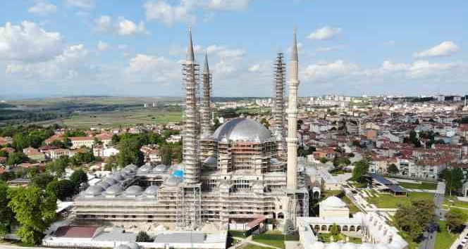 Edirne Selimiye Camii’nde restorasyon çalışmaları sürüyor