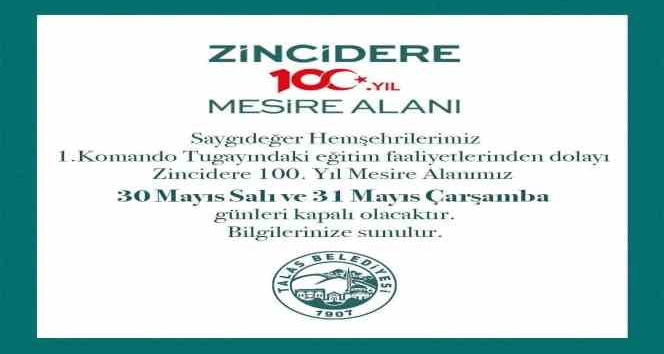 Zincidere Mesire Alanı 2 Gün Kapalı Olacak