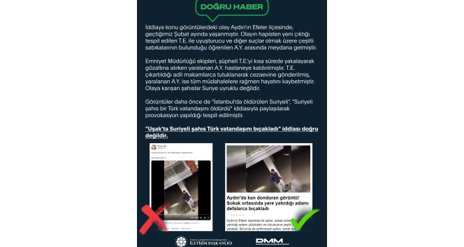 İletişim Başkanlığından Uşak’ta Suriyelilerin Türk vatandaşını bıçaklaması haberlerine yalanlama
