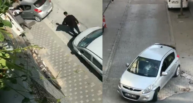 İstanbulda yoldan çekil kavgası kamerada: Aracını tartıştığı kişinin üzerine sürdü