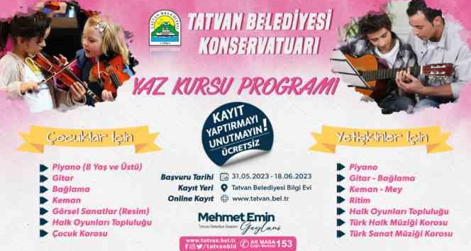 Tatvan Belediyesi Konservatuar Merkezi’nin yaz kursu kayıtları başladı