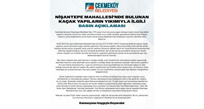 Çekmeköy Belediyesi’nden kaçak yapıların yıkımına ilişkin basın açıklaması