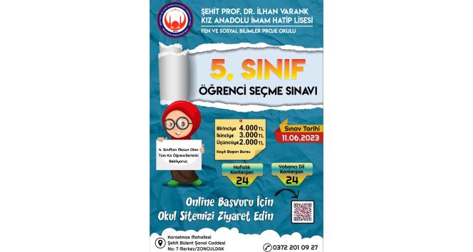 Proje İmam Hatip Ortaokulu 5. sınıf öğrenci seçme sınavı başvuru için son hafta
