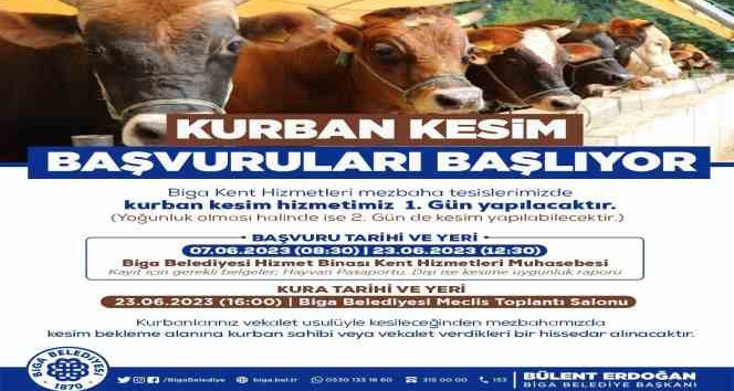 Biga’da kurban kesim başvuruları 7 Haziran’da başlıyor