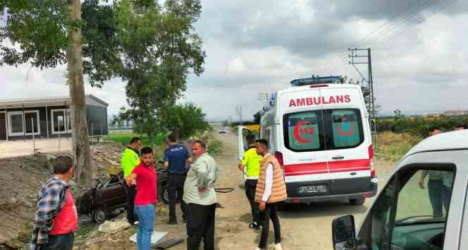 Kontrolden çıkan otomobil sulama kanalına uçtu: 2 yaralı