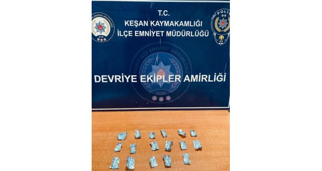 Keşan’da üzerine uyuşturucuyla yakalanan şüpheli tutuklandı