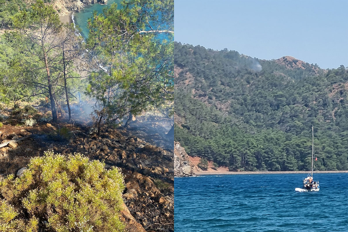 Fethiye İnlice Koyu&#039;nda çıkan orman yangını söndürüldü