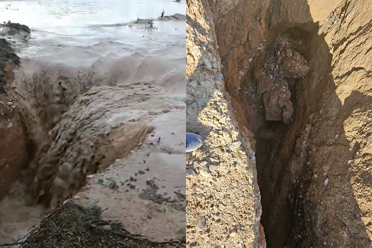 Sel sularını yer yarığı yuttu