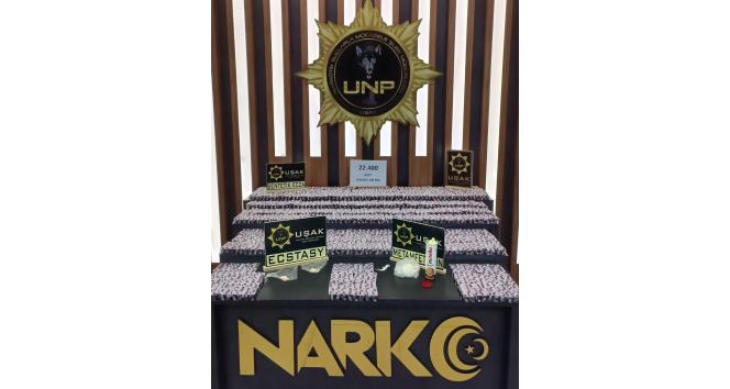 Uşak’ta 22 bin sentetik hap ve 249 gram metamfetamin ele geçirildi