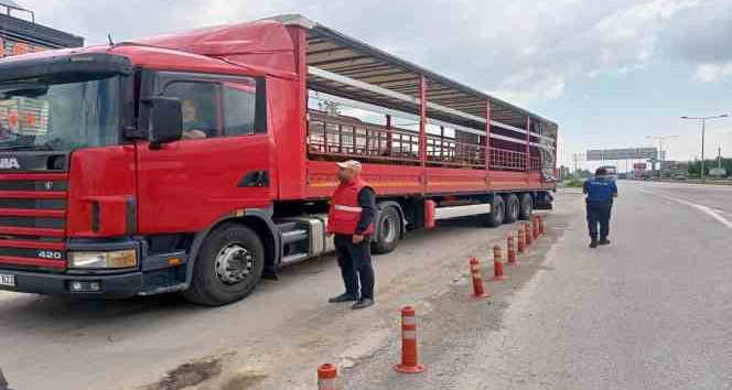 Hayvan taşıyan araçlar denetlendi