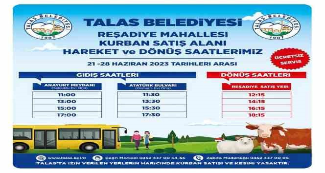 Talas Belediyesi’nden kurban satış alanına ücretsiz servis