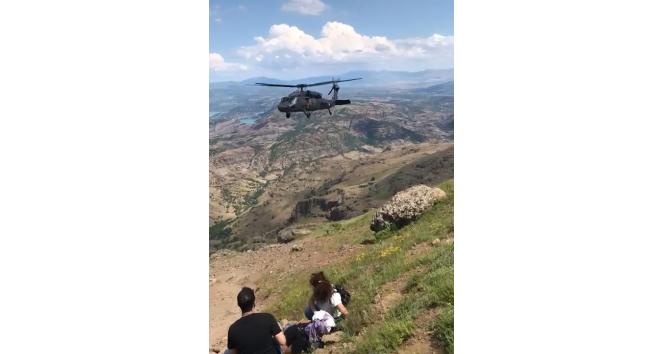 Yüksekten düşen şahıs, askeri helikopterle hastaneye kaldırıldı
