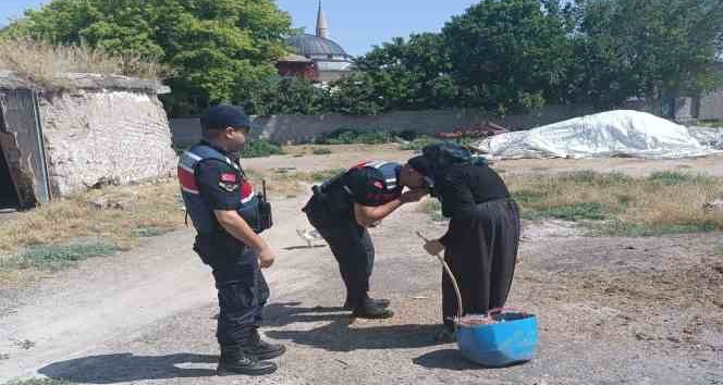 Aksaray Jandarma yaşlıların bayramını kutlayarak ihtiyaçlarını giderdi