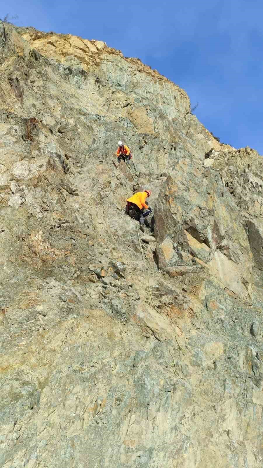 Artvin-Ardahan karayolunda heyelanlara neden olan kayalar temizleniyor