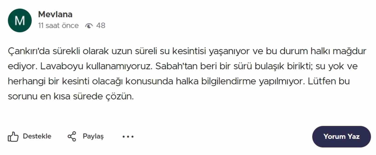 Çankırı’da sürekli yaşanan su kesintilerine vatandaşlardan tepki