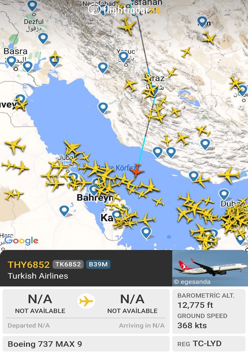THY&rsquo;nin İran&rsquo;da kalan 2 Boeing 737 Max 9 u&ccedil;ağını Bak&uuml; ve Doha&rsquo;ya y&ouml;nlendirildi
