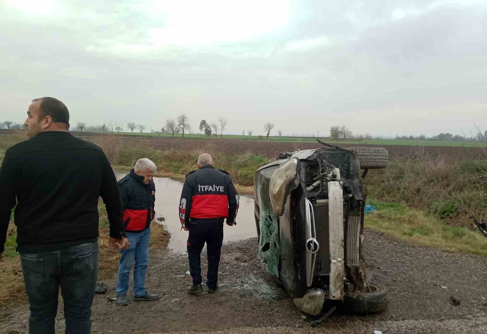 Osmaniye’de otomobil yan yattı: 1 kişi yaralandı