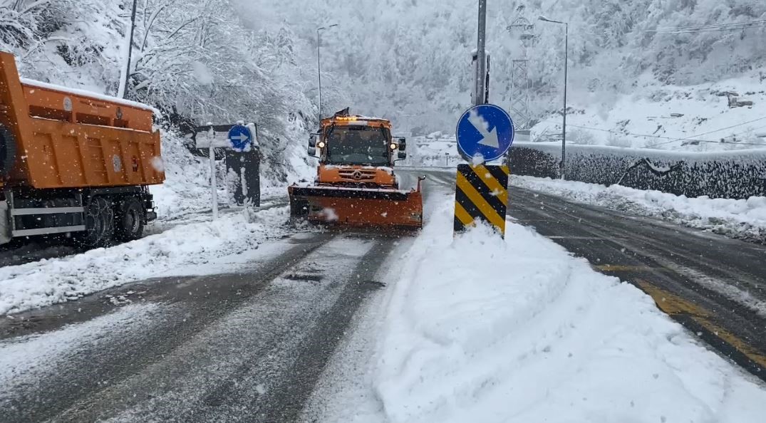 Artvin’de kar yağışı Hopa-Borçka karayolunda ulaşımı olumsuz etkiledi