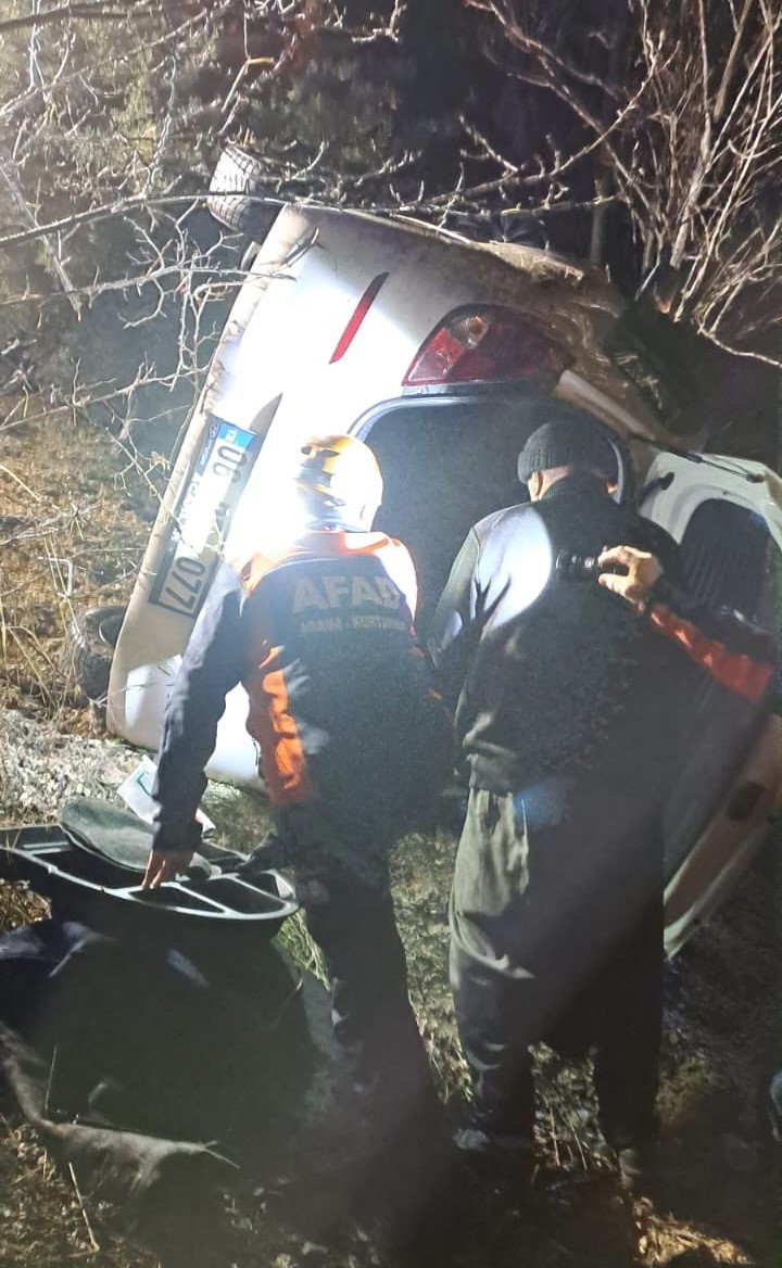 Otomobil şarampole devrildi
