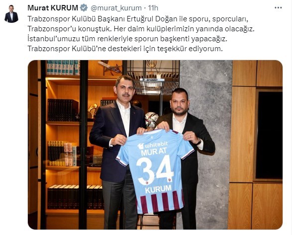 Murat Kurum, Trabzonspor Başkanı Ertuğrul Doğan’ı ziyaret etti
