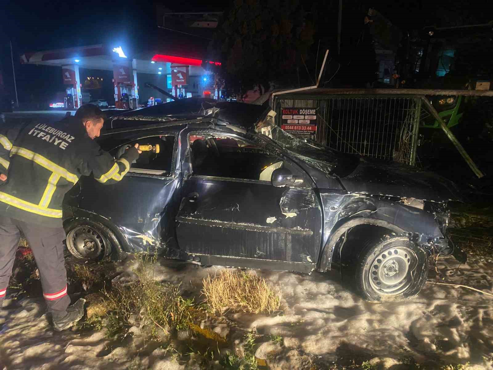 Kırklareli’nde kaza yapan otomobil yandı: 1 yaralı