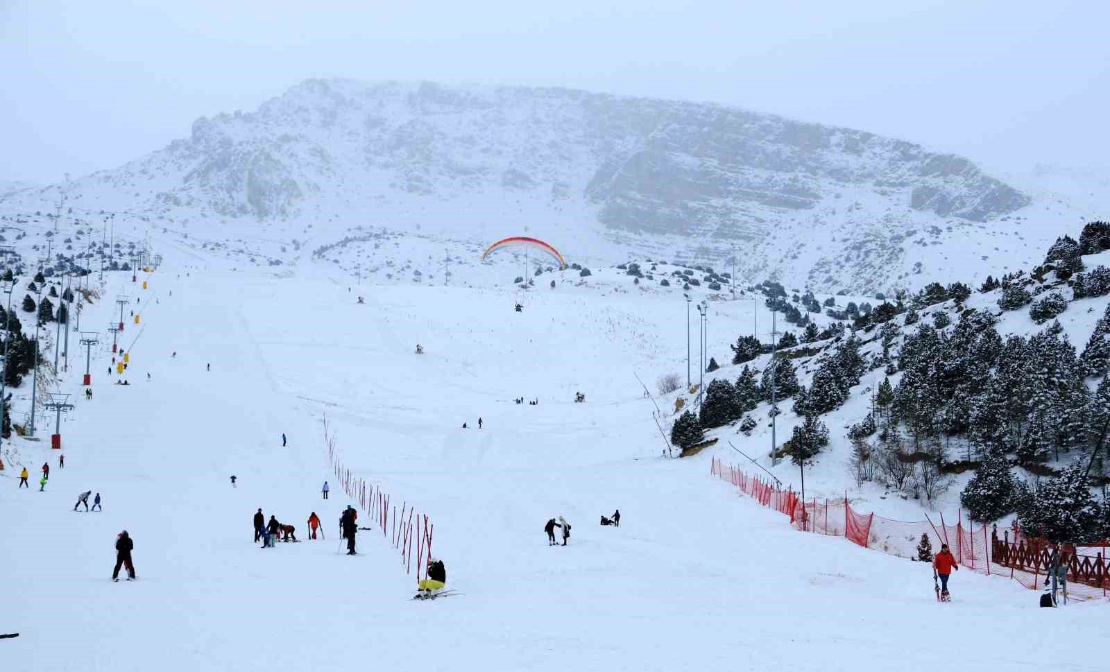 Ergan Dağı Kayak Merkezi&rsquo;nde hafta sonu yoğunluğu

