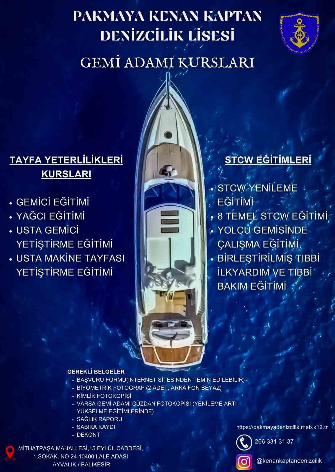 Ayvalık’ta denizcilik kursları başlıyor