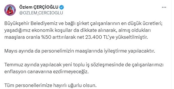 Aydın Büyükşehir’de en düşük ücret 23 bin 400 lira oldu
