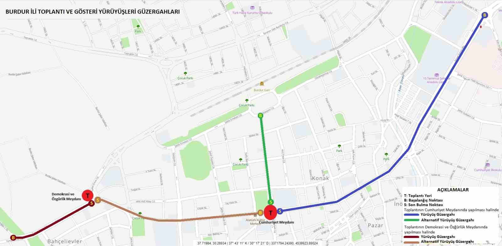Burdur’da 2024 yılı toplantı ve gösteri yürüyüşü yer ve güzergahları belli oldu